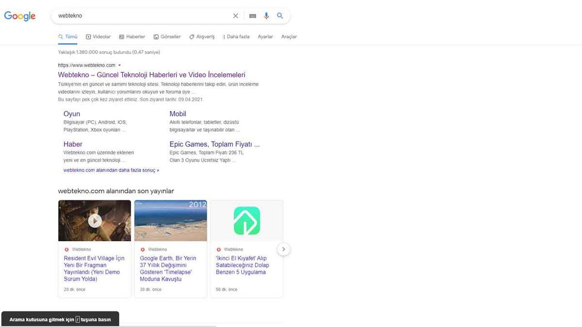 Google’a Aradığınız Terimle İlgili Sonuçları İyileştiren Klavye Kısayolu Geldi