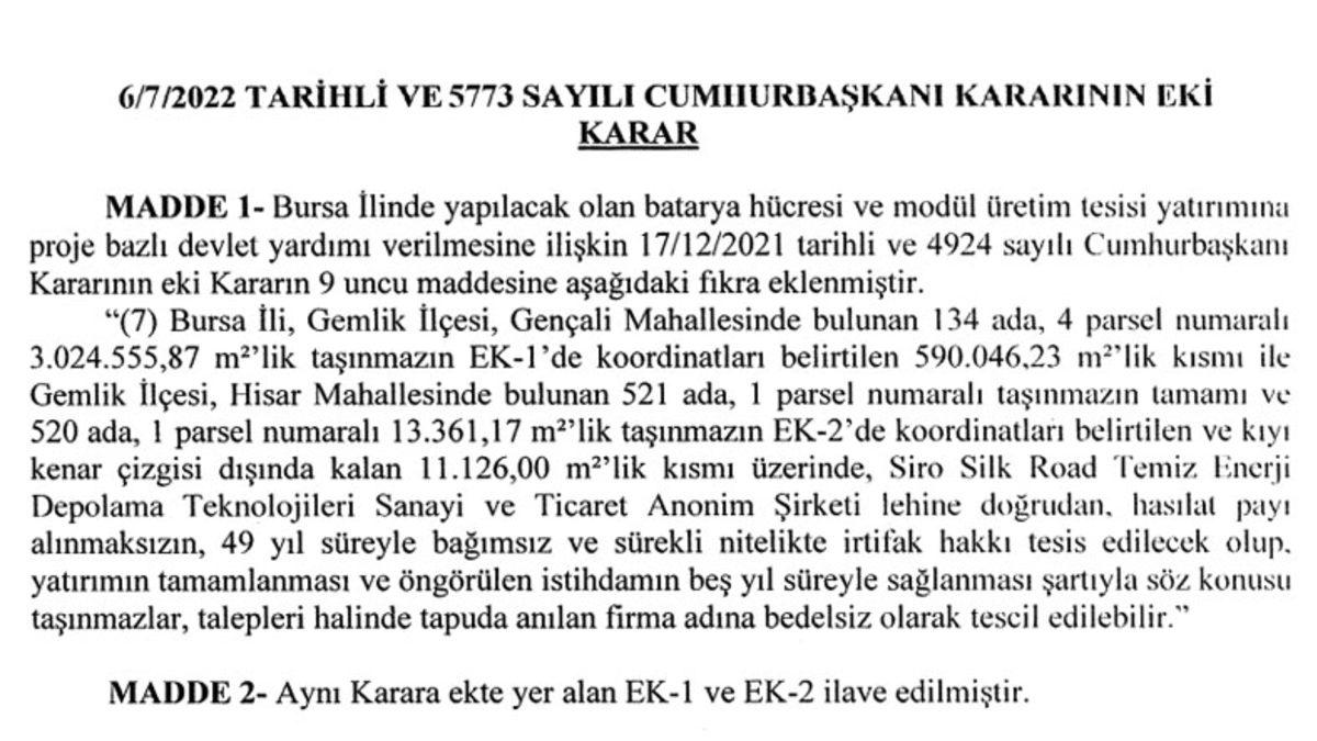 TOGG’a Bir Maddi Destek Daha: Fabrika Arazisi, 1 Kuruş Alınmadan ’Hibe’ Edilecek!