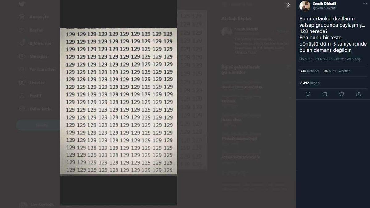 Türk Psikiyatri Uzmanından ’Demans’ Testi: 128’i 5 Saniye İçinde Bulursanız Demans Değilsinizdir
