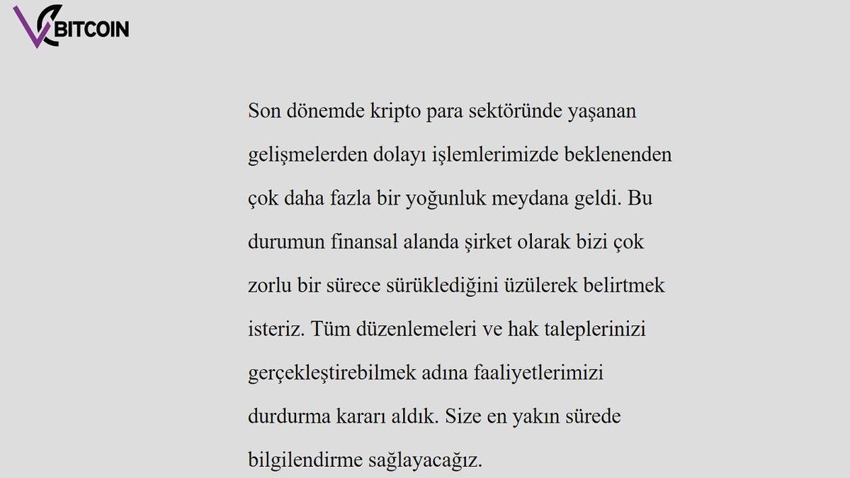 THODEX’ten Sonra Yerli Kripto Para Borsası ‘VeBitcoin’ de Kapandı: İşlemlerimizi Durdurma Kararı Aldık
