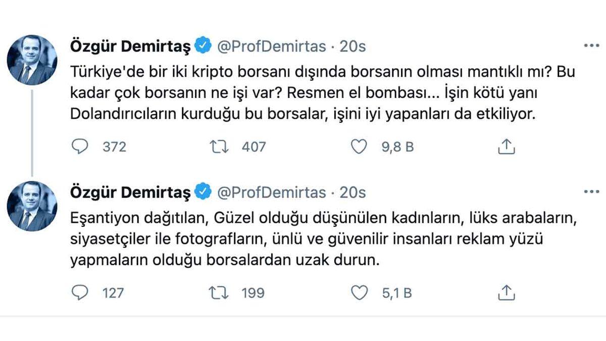 Özgür Demirtaş’tan Türkiye’deki Kripto Para Borsaları Hakkında Nokta Atışı Denilebilecek Açıklama