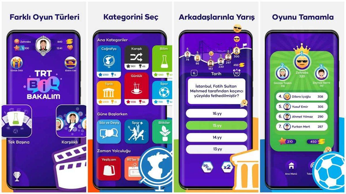 Reklamsız Mobil Bilgi Yarışması TRT Bil Bakalım, Android ve iOS İçin Yayınlandı