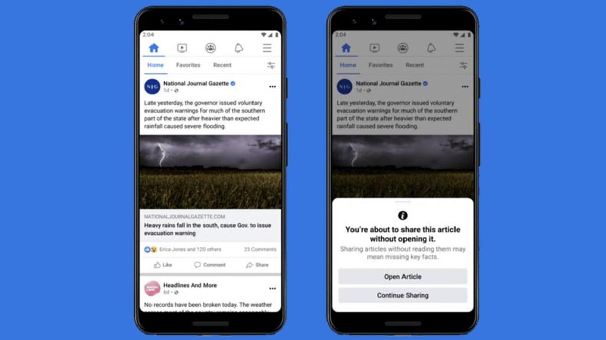 Facebook, Okunmayan Makalenin Paylaşılmasını Engelleyen Bir Özellik Test Ediyor