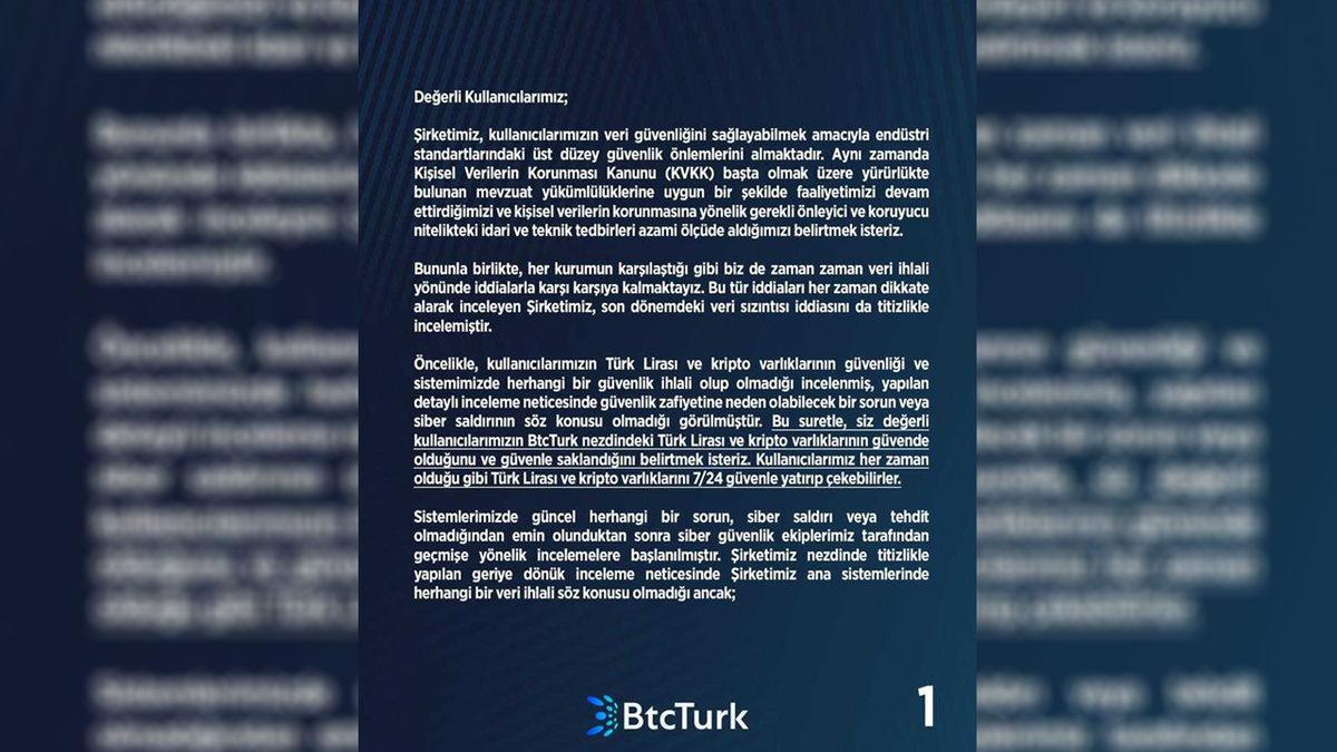 BtcTurk, 2018’de 516 Bin Kişinin Verilerinin Sızdırıldığını Kabul Etti ve Kullanıcılarını Uyardı
