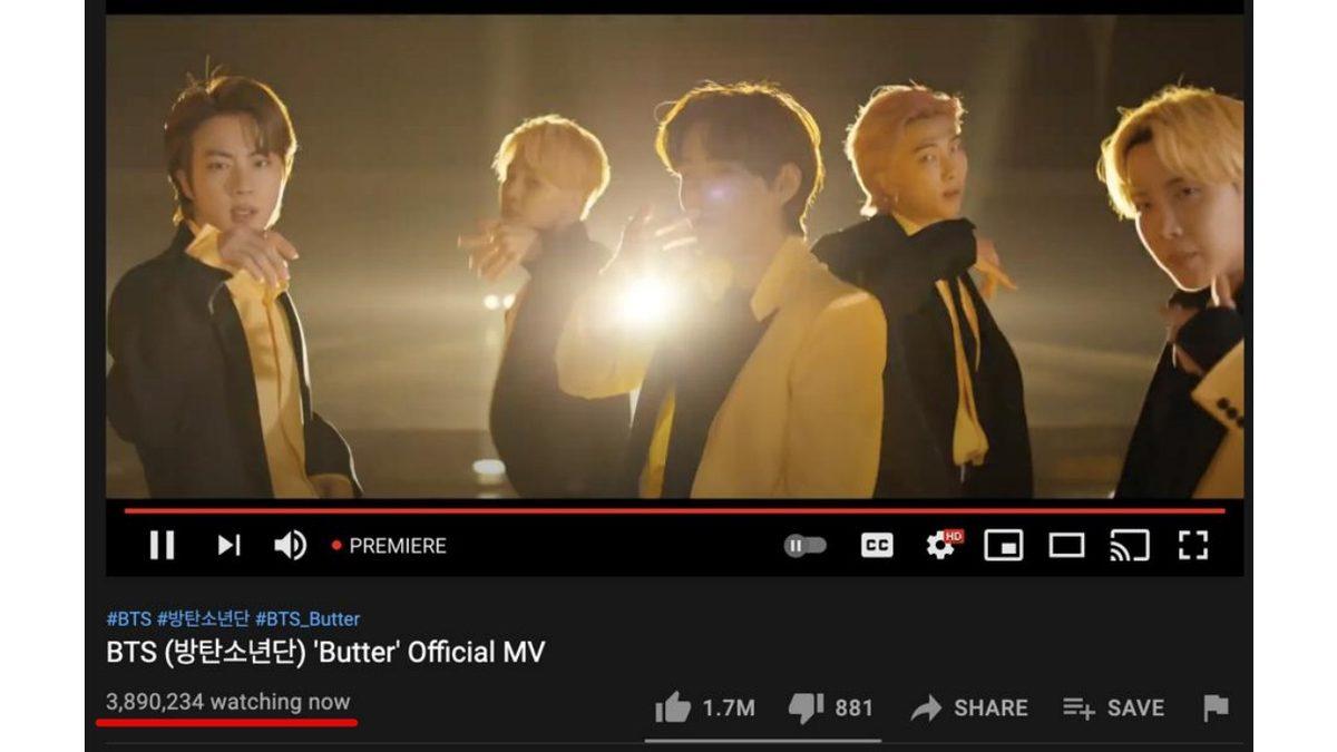 BTS’nin Yeni Şarkısı, YouTube’da 3,89 Milyon Kişiye Eş Zamanlı Yayınlanarak Rekor Kırdı