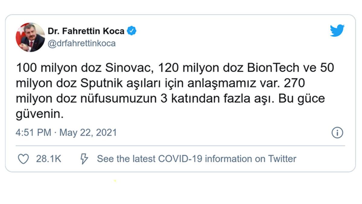 Fahrettin Koca, Türkiye’nin Hangi Firmayla Kaç Milyon Doz Aşı Anlaşması Olduğunu Açıkladı