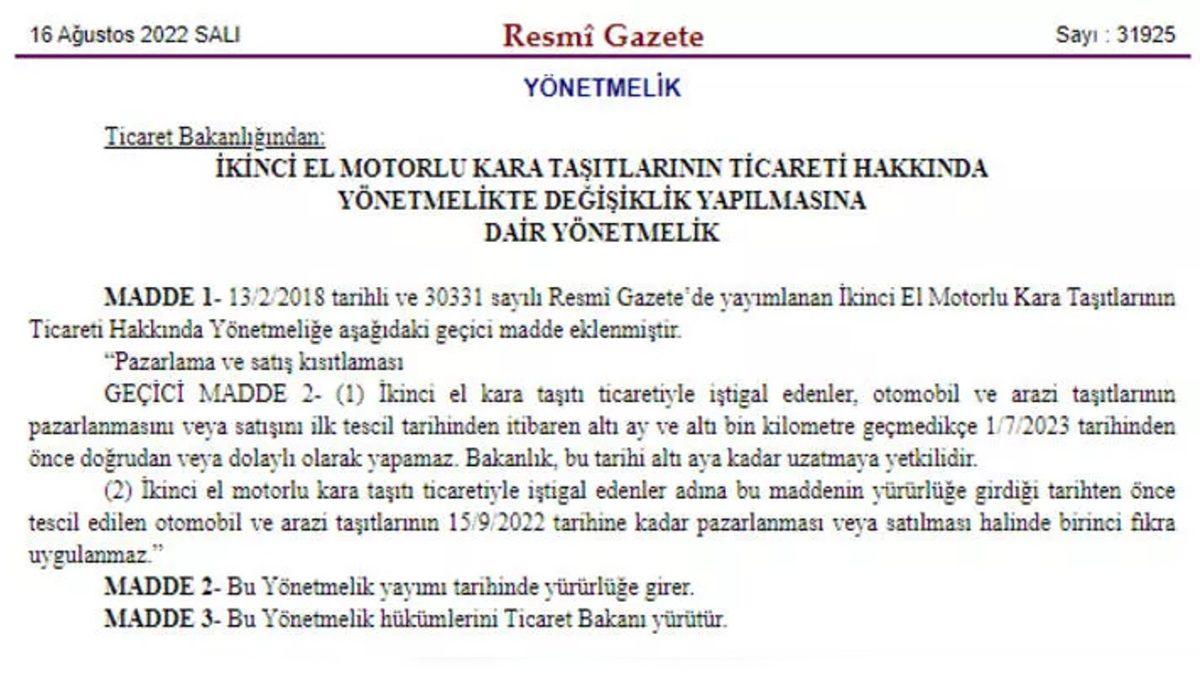 Otomobil Alım Satımına ’6 Ay, 6 Bin Kilometre’ Sınırlaması Yürürlüğe Girdi: İhlallere Uygulanacak Ceza Belli Oldu (Güncelleme)