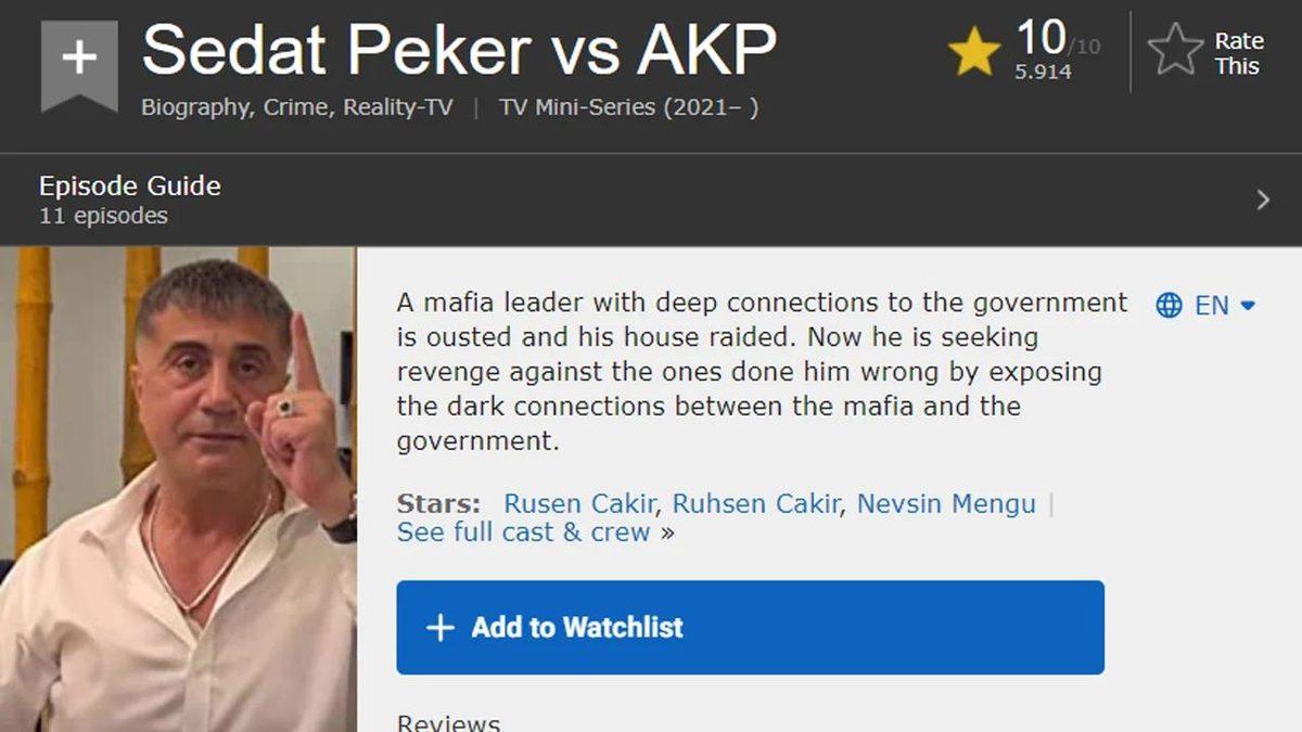 IMDb, Sedat Peker’in ’Mini Dizi’ Sayfasını Yayından Kaldırdı