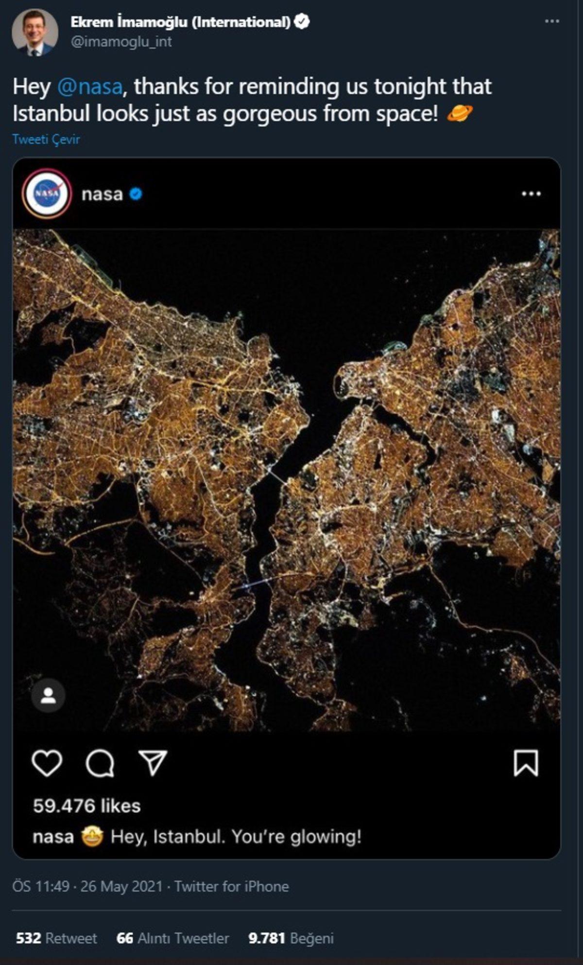 NASA, İstanbul’un Uzaydan Çekilmiş Fotoğrafını Paylaştı