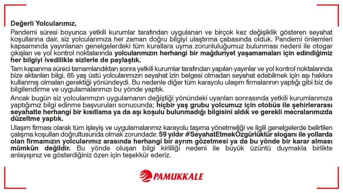 Pamukkale Turizm’in Yolculara Aşı Dayatması Sosyal Medyada Gündem Oldu