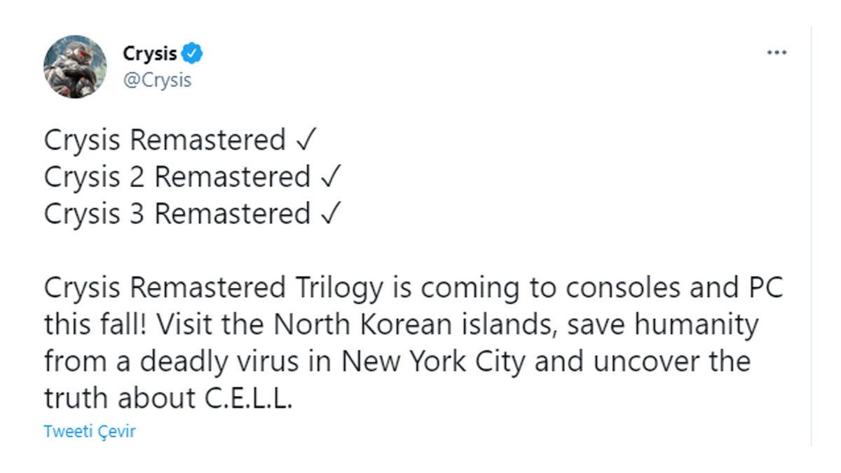 Crytek, 3 Oyunun Bir Araya Getirileceği Crysis Remastered Trilogy’yi Duyurdu
