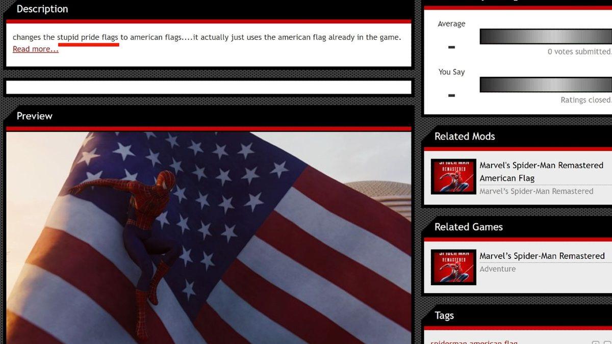Spider-Man Remastered’daki LGBTQI Bayraklarını ABD Bayrağıyla Değiştiren Mod Yasaklandı