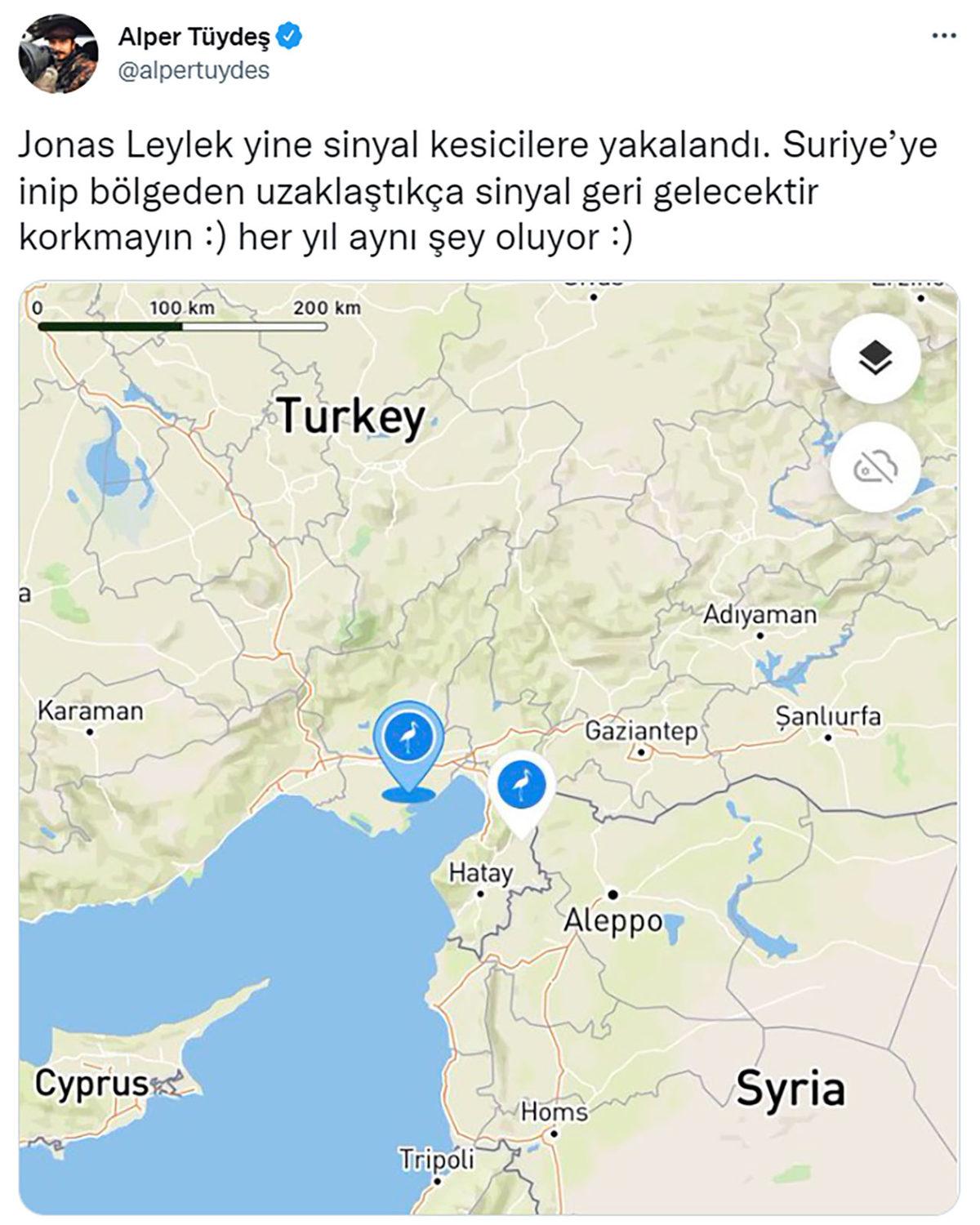 Almanya’dan Yola Çıkıp Adana’da ’Kaybolan’ Leylek Jonas’tan Yeniden Sinyal Alındı (Türkiye’den Çok Uzaklarda...)