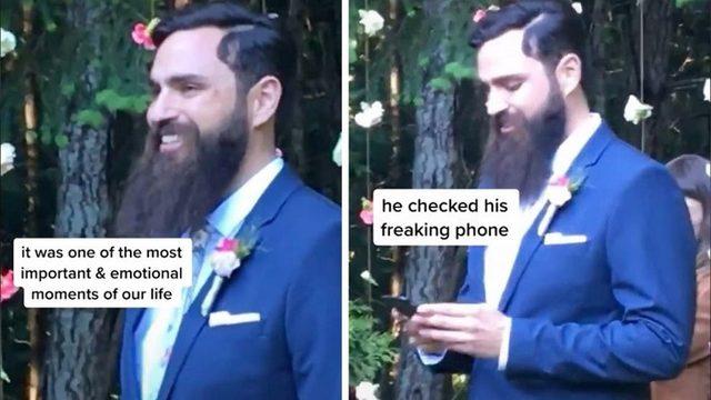 Bir Damadın Düğünün En Önemli Anında Telefonuna Baktığı Video Viral Oldu: Kripto Paralarını Kontrol Ediyormuş