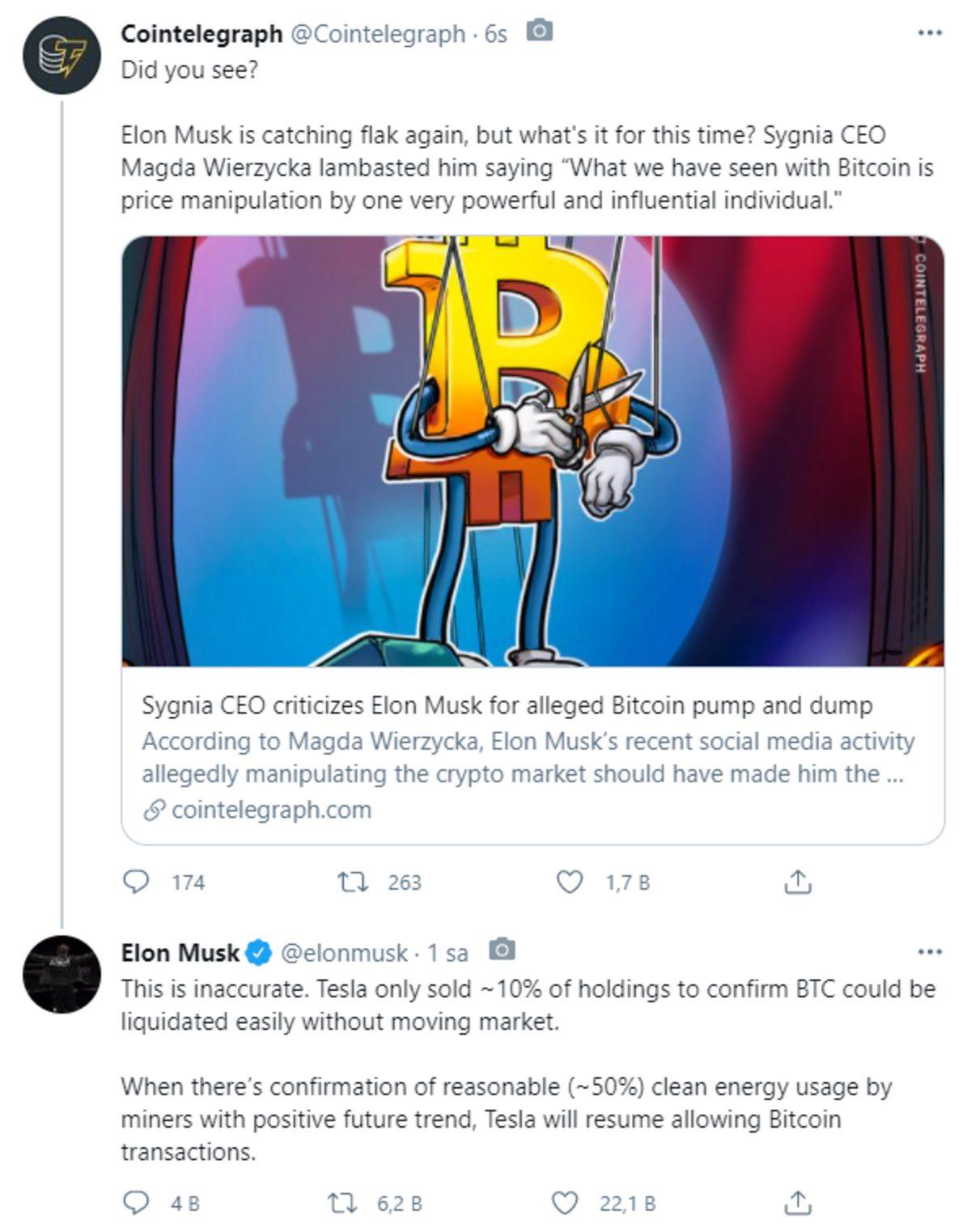 Elon Musk, Tesla’nın Bir Şartla Tekrar Bitcoin ile Ödeme Kabul Edebileceğini Açıkladı