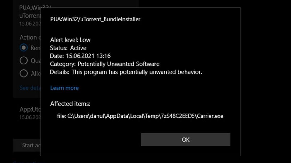 Microsoft Defender Popüler Torrent Uygulaması uTorrent’i Otomatik Olarak Siliyor