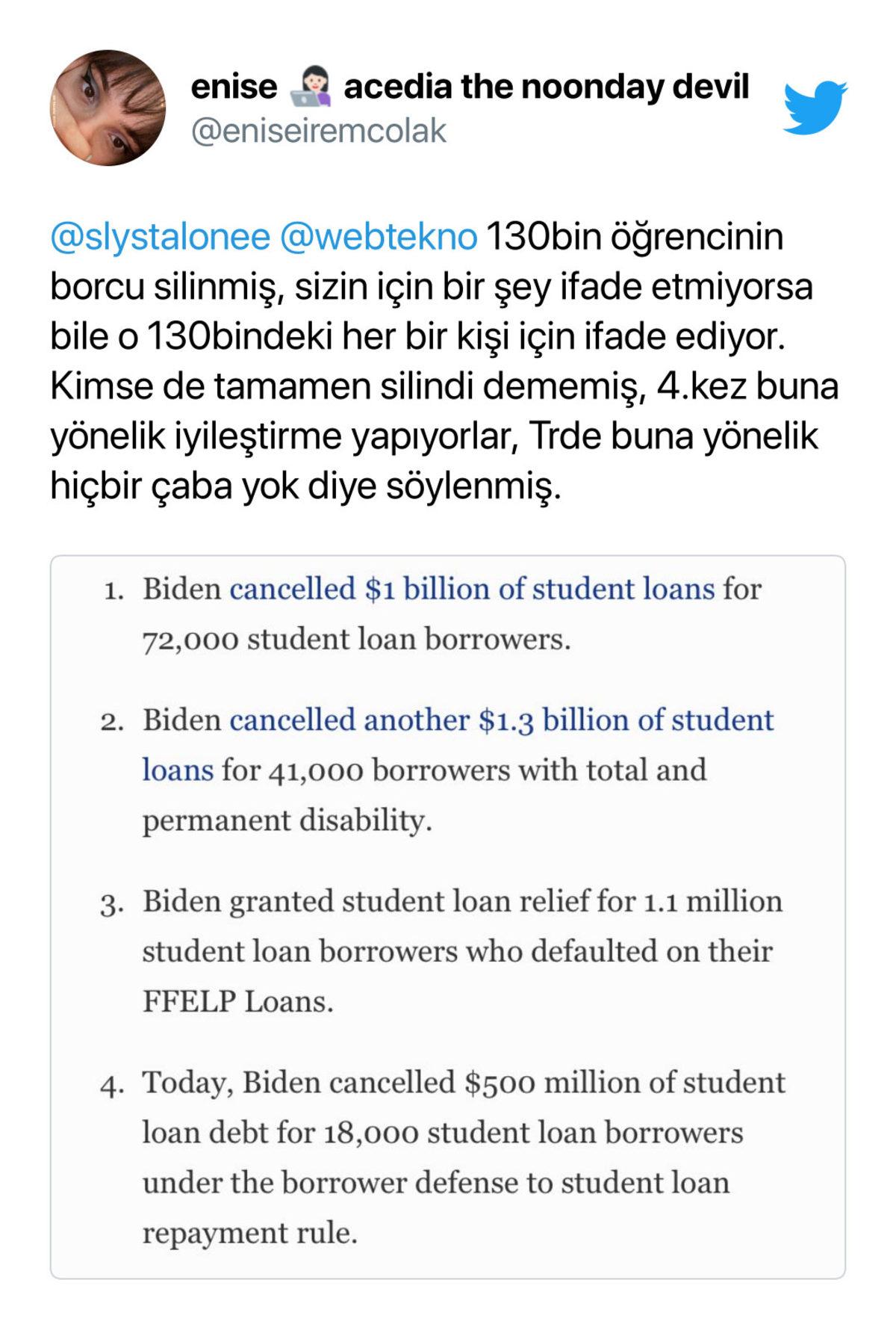 ABD’de Öğrenci Kredi Borçlarının Kaldırılmasına Türkiye’deki Öğrencilerden Gelen Tepkiler