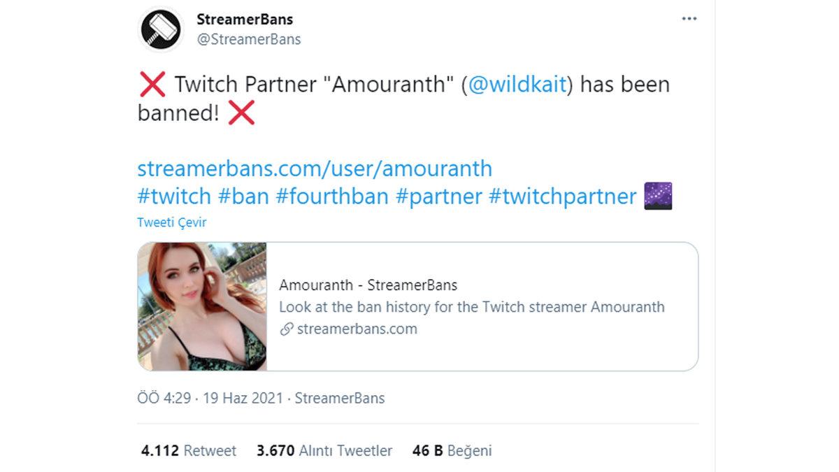 3 Milyondan Fazla Takipçisi Olan Amouranth, Twitch’ten Bir Kez Daha Banlandı