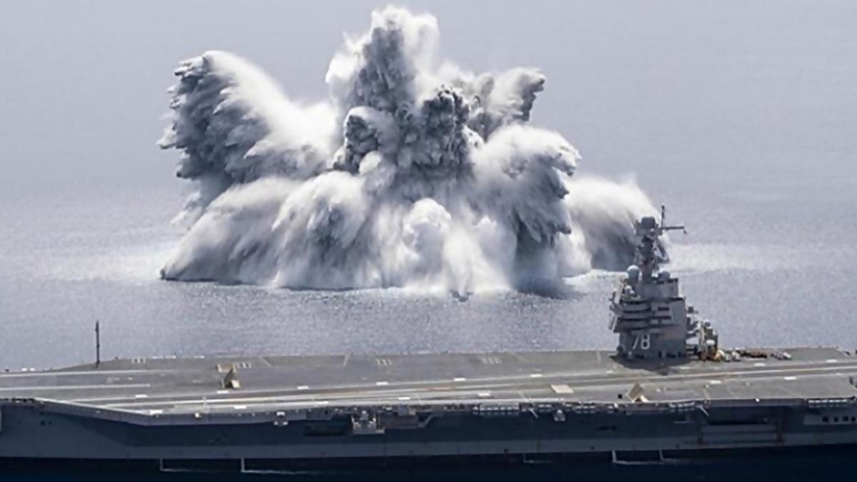 Bir Uçak Gemisinin 3,9 Büyüklüğünde Depreme Denk Gelen, 20 Ton Patlayıcı Kullanılan Şok Testi [Video]