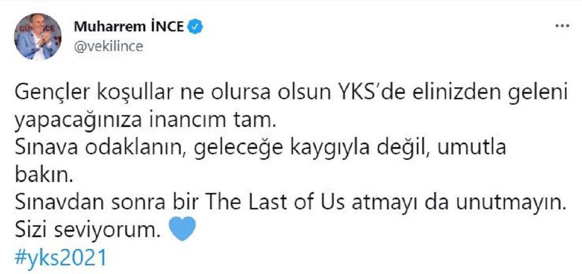 Muharrem İnce’nin Gençlere ’The Last of Us Atmayı Unutmayın’ Dediği YKS Tweeti Eleştiri Yağmuruna Tutuldu