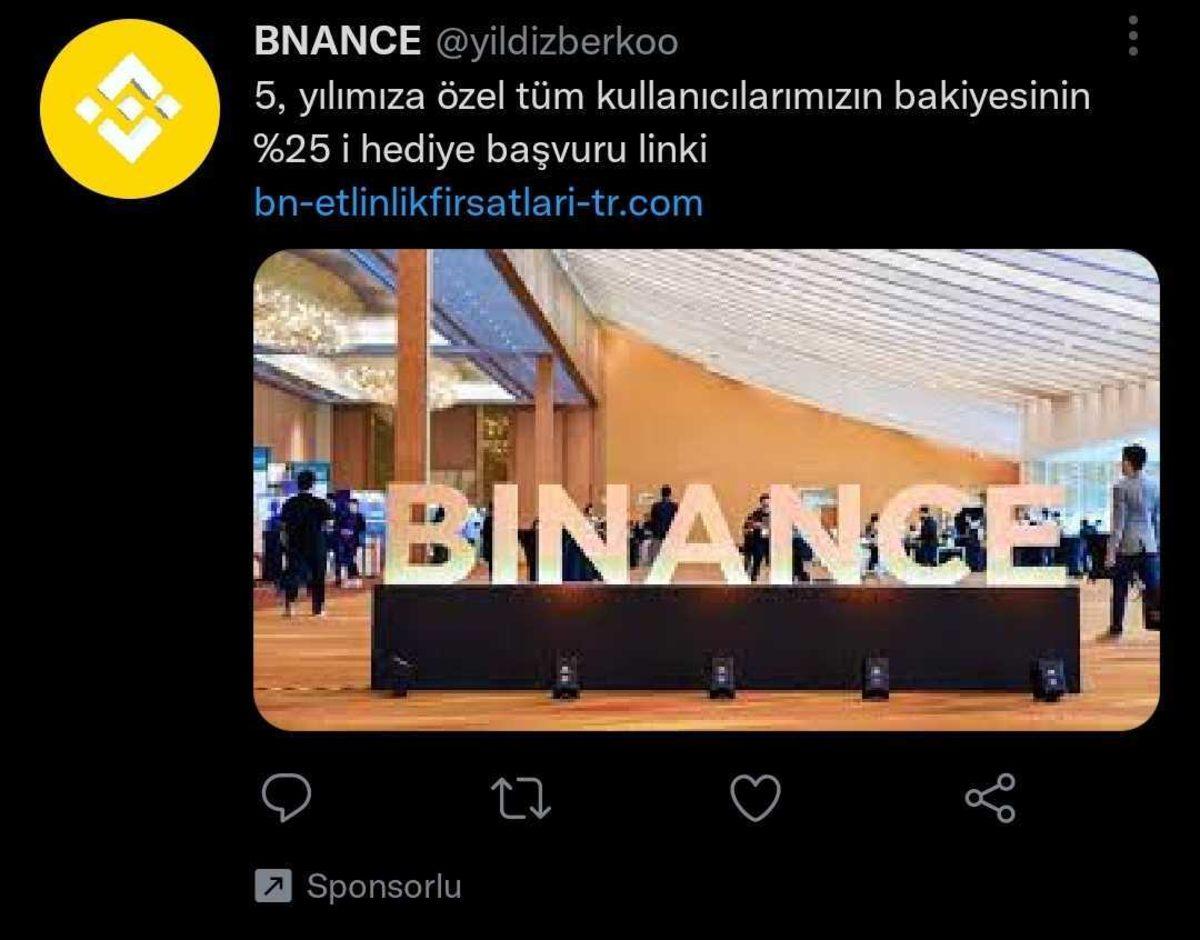 Twitter’da Binance’in Adını Kullanan Sahte Reklamlara Dikkat!