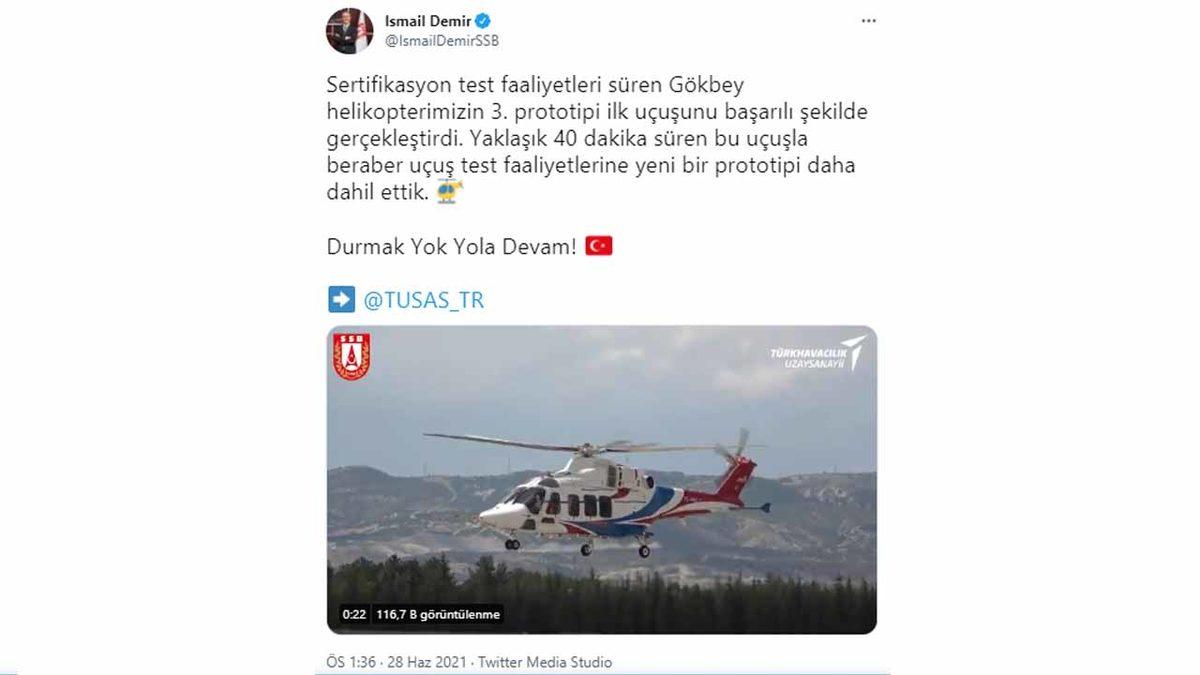 Yerli Helikopter Gökbey, 40 Dakika Süren Başarılı Test Uçuşu Gerçekleştirdi [Video]