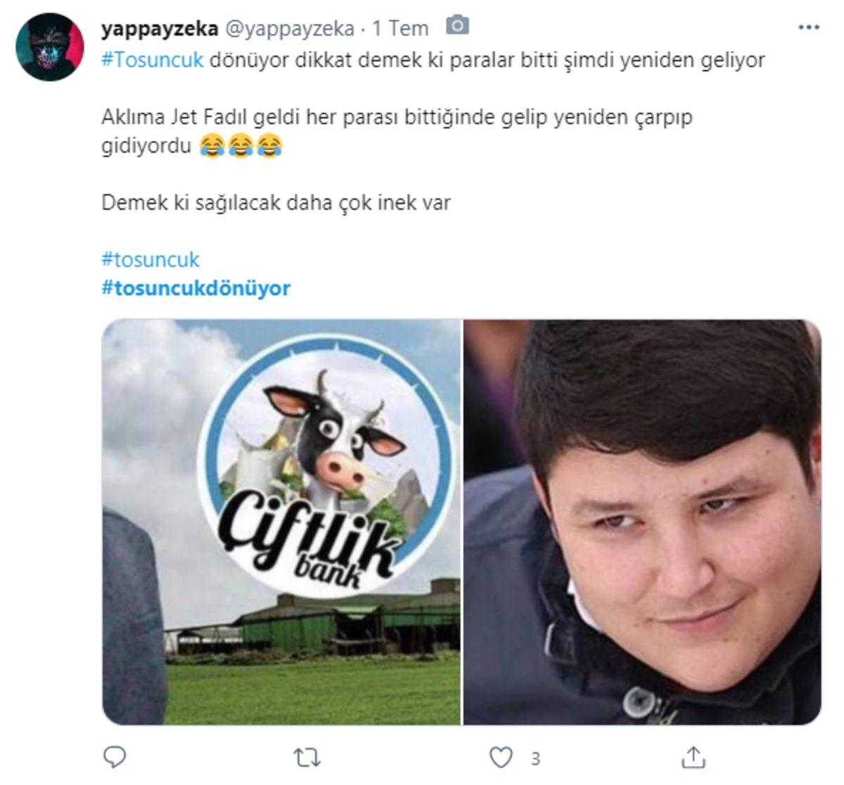 ’Tosuncuk’un Bu Akşam Ülkeye Dönecek Olmasına Sosyal Medyadan Gelen Tepkiler