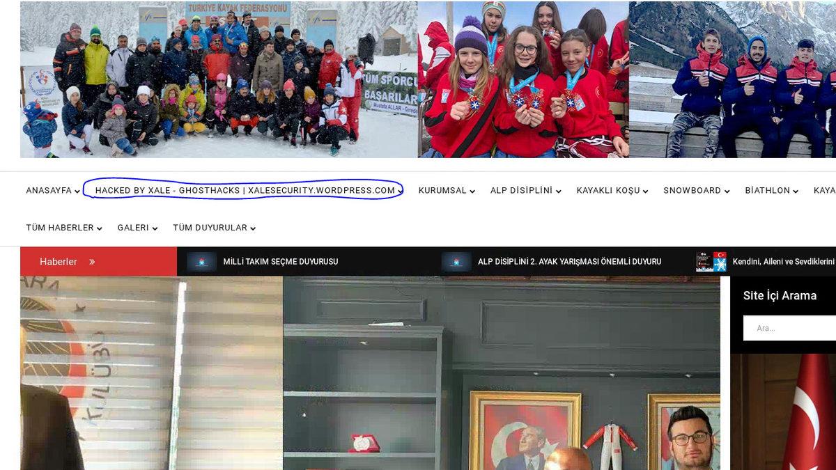 Türkiye Kayak Federasyonu’nun Resmi Sitesi Bir Türk Hacker Tarafından Hacklendi