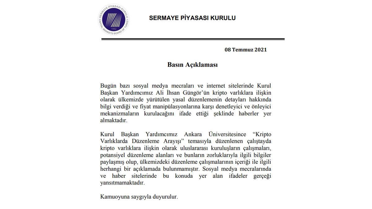 SPK, Kripto Para Yasasına İlişkin Açıklamaları Yalanladı