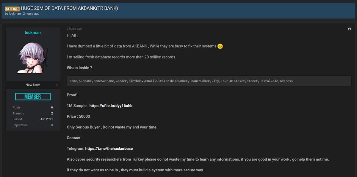 Akbank’ın Hacklendiği ve Kullanıcı Verilerinin Satışa Çıkarıldığı İddia Ediliyor [Güncelleme]