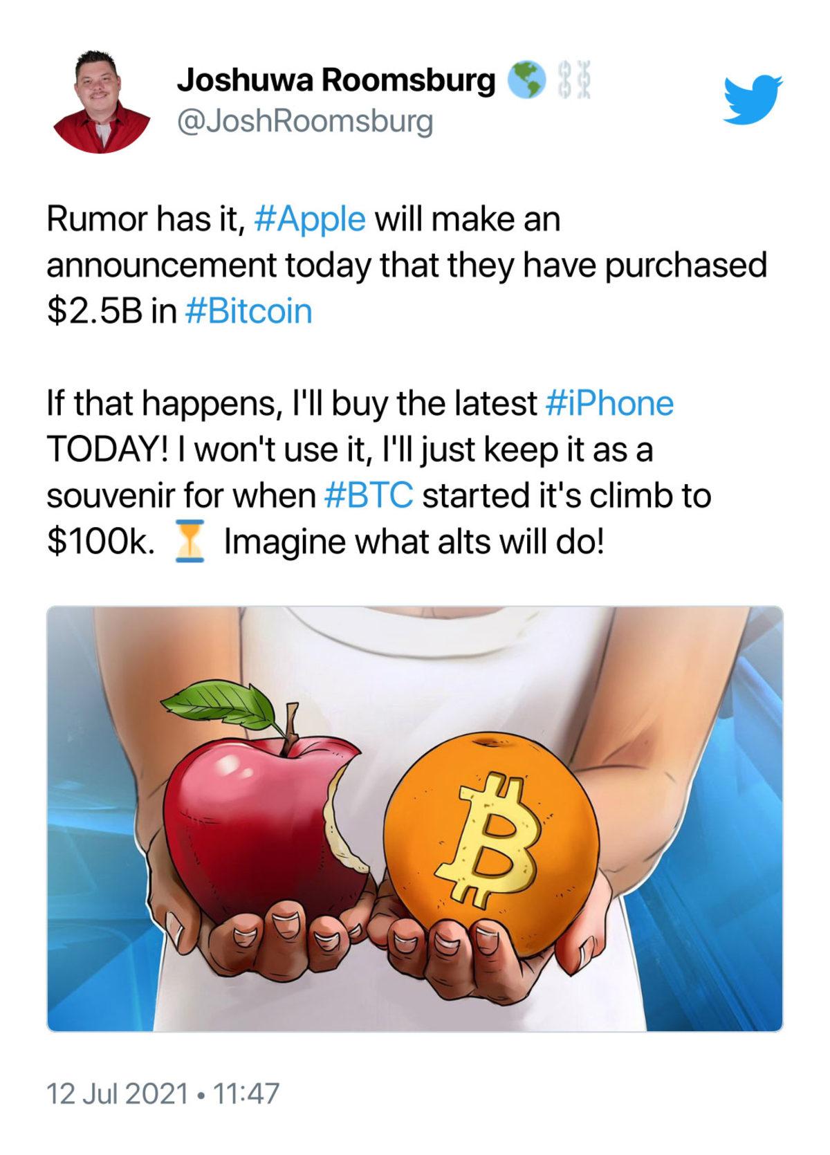 Apple’ın 2,5 Milyar Dolarlık Bitcoin Aldığı İddia Edildi