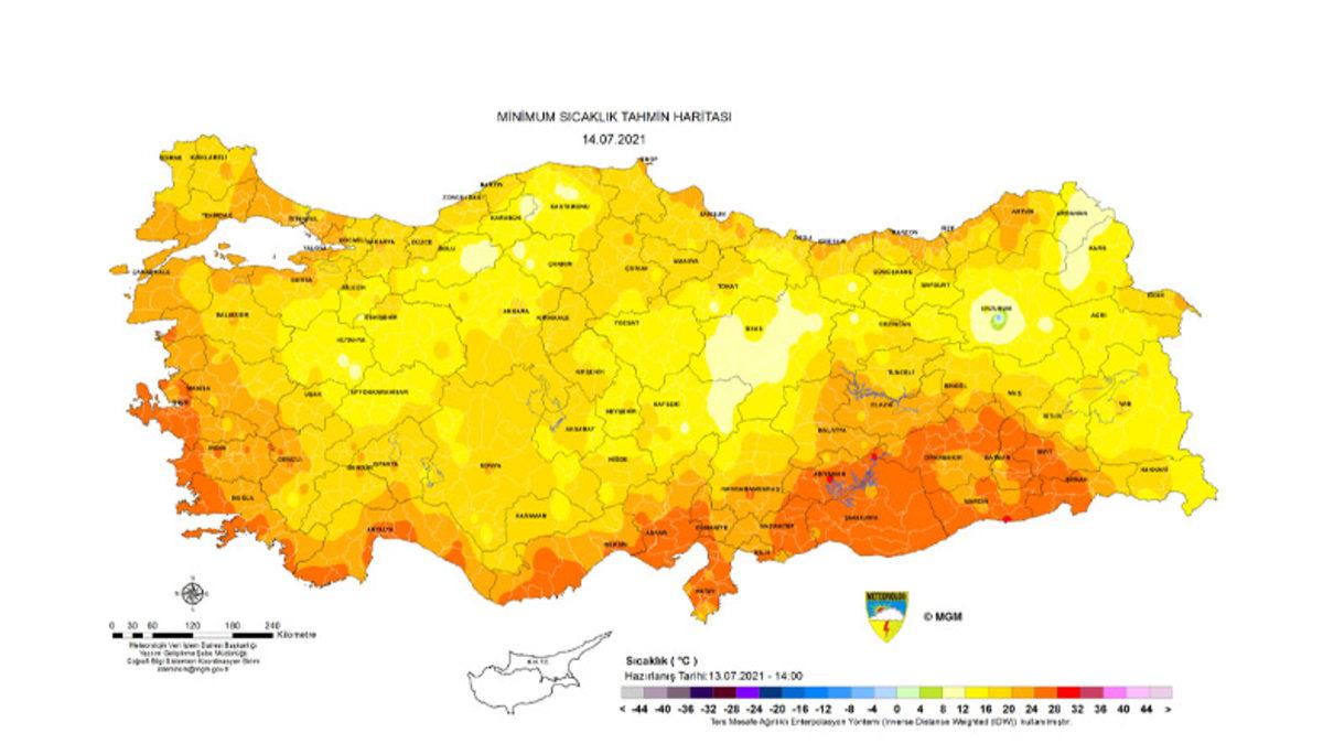 Yanıyoruz: Meteoroloji, 44 Derecelerin Üstünü Gösteren Hava Sıcaklığı Haritasını Yayınladı