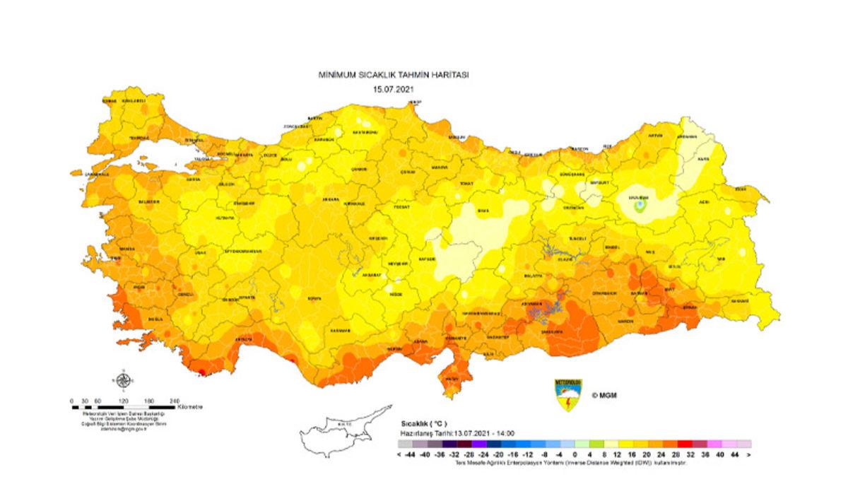 Yanıyoruz: Meteoroloji, 44 Derecelerin Üstünü Gösteren Hava Sıcaklığı Haritasını Yayınladı
