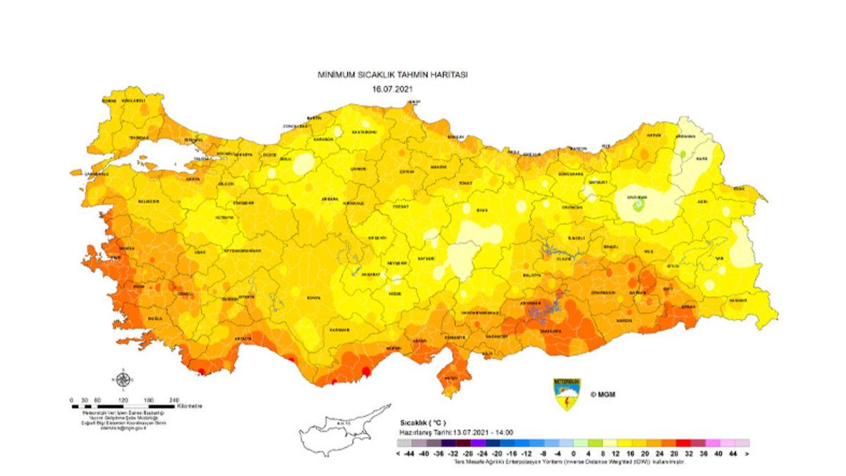 Yanıyoruz: Meteoroloji, 44 Derecelerin Üstünü Gösteren Hava Sıcaklığı Haritasını Yayınladı