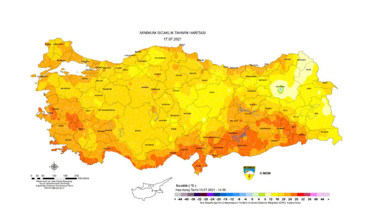 Yanıyoruz: Meteoroloji, 44 Derecelerin Üstünü Gösteren Hava Sıcaklığı Haritasını Yayınladı