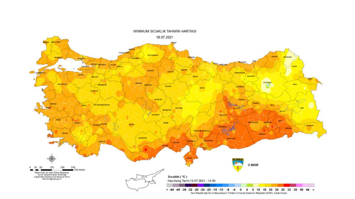 Yanıyoruz: Meteoroloji, 44 Derecelerin Üstünü Gösteren Hava Sıcaklığı Haritasını Yayınladı