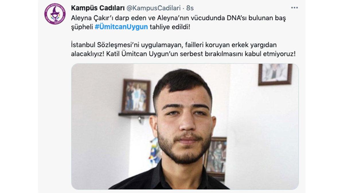 Aleyna Çakır Cinayetinin Baş Şüphelisi Ümitcan Uygun Tahliye Edildi: Twitter’da Tepkiler Büyüyor