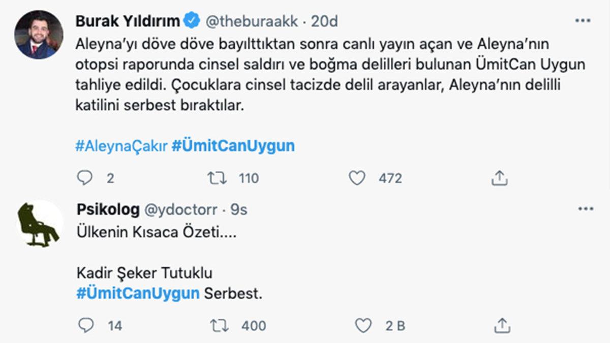 Aleyna Çakır Cinayetinin Baş Şüphelisi Ümitcan Uygun Tahliye Edildi: Twitter’da Tepkiler Büyüyor