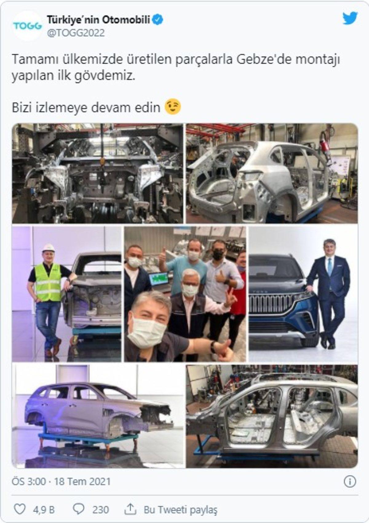 TOGG’un İlk Gövde Montajı, Tamamen Yerli Üretim Parçalarla Gerçekleştirildi