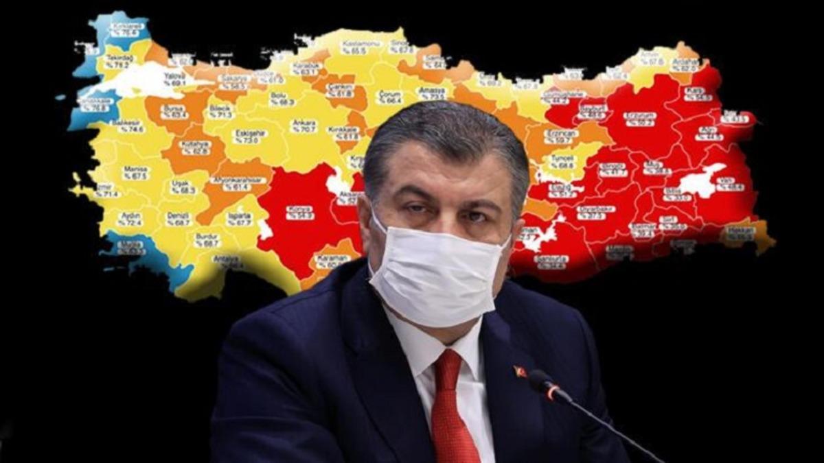 Fahrettin Koca, Aşılama Oranlarını ve Vaka Sayılarını Gösteren Güncel Haritayı Paylaştı: Korkutan Artış Devam Ediyor