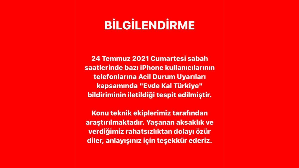 Türkiye’deki iPhone Kullanıcılarına Bayram Sonrası Uykudan Uyandıran Mesaj: Evde Kal Türkiye (Açıklama Geldi)