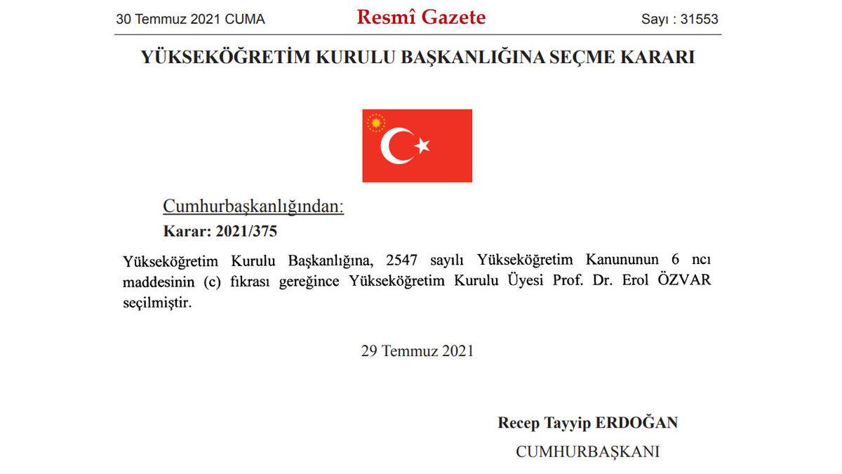 SON DAKİKA: Yükseköğretim Kurulu Başkanı Değişti