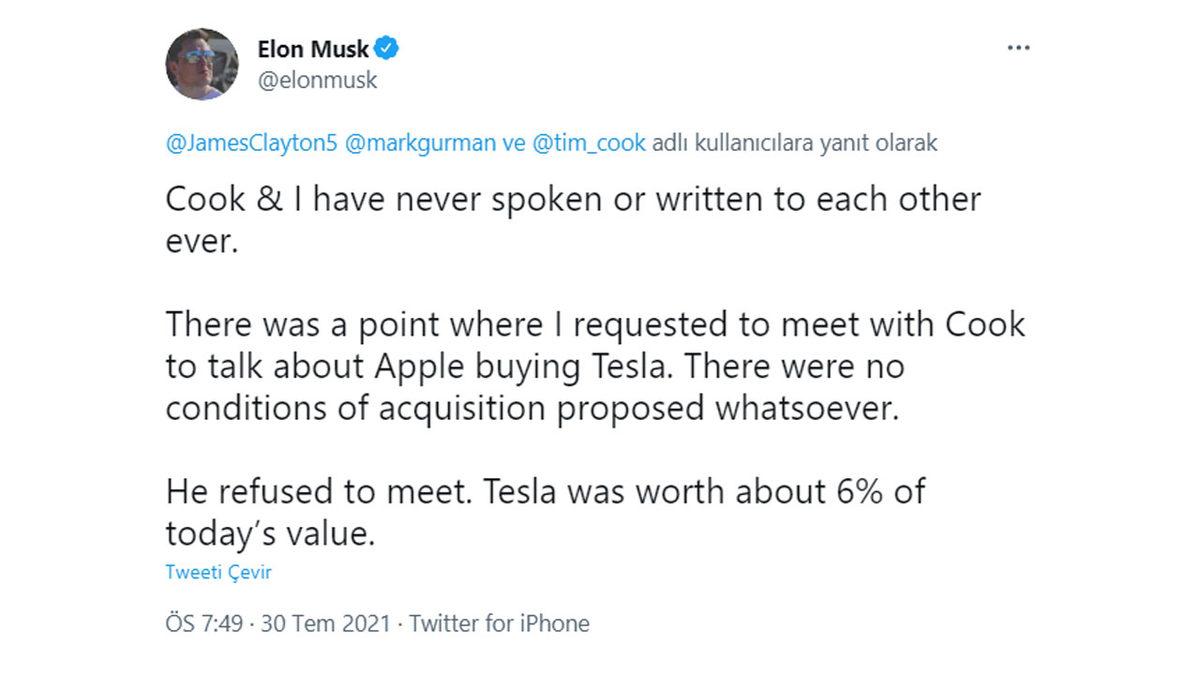 Apple Kafasını Duvarlara Vuruyor Olabilir: Elon Musk, Bir Zamanlar Tesla’yı Apple’a Satmaya Çalıştığını Açıkladı