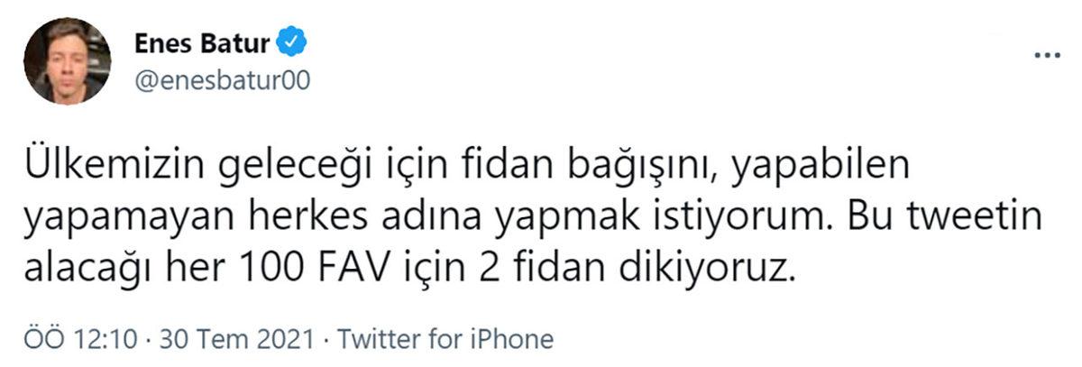 Enes Batur’un ’Her 100 Beğeniye 2 Fidan’ Kampanyası Yoğun Tepki Topladı