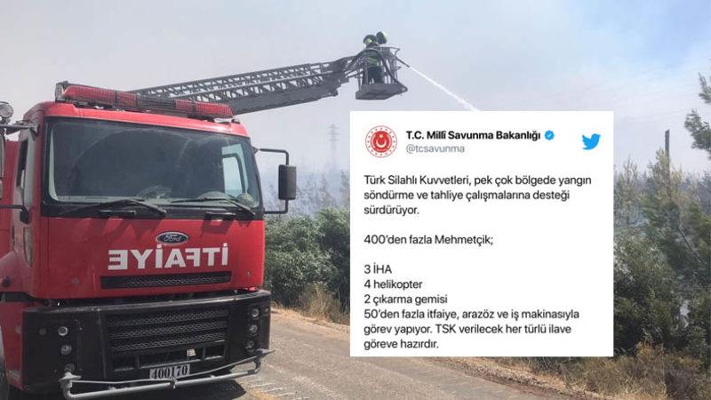 Milli Savunma Bakanlığı’ndan Yangınlar İçin ’Biz Zaten Sahadayız’ Mesajı Veren Paylaşım