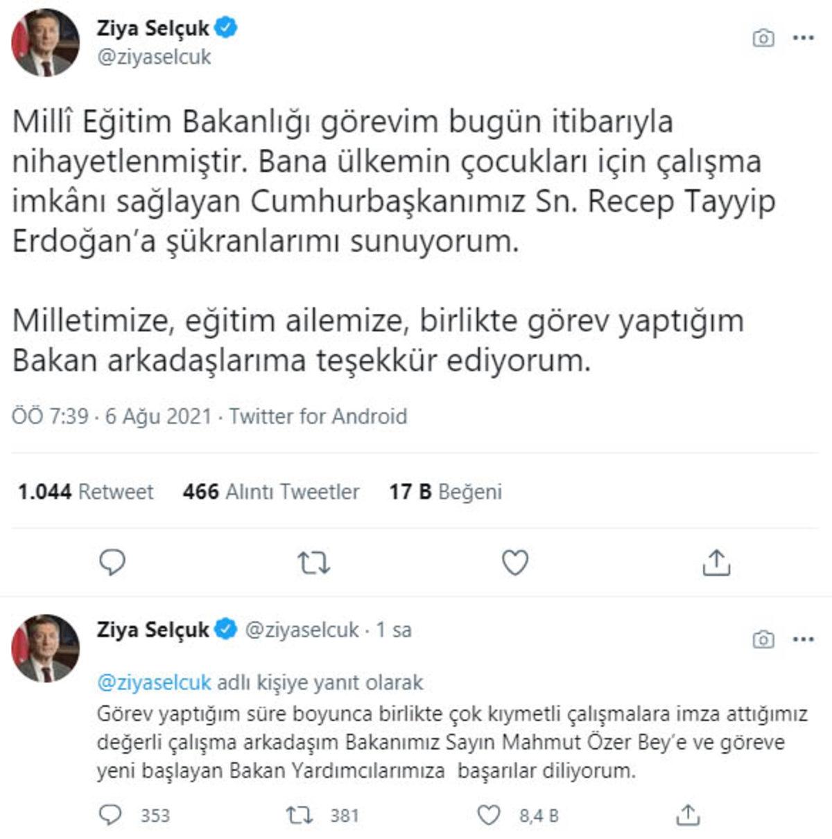 Ziya Selçuk’tan İstifa Sonrası İlk Açıklama