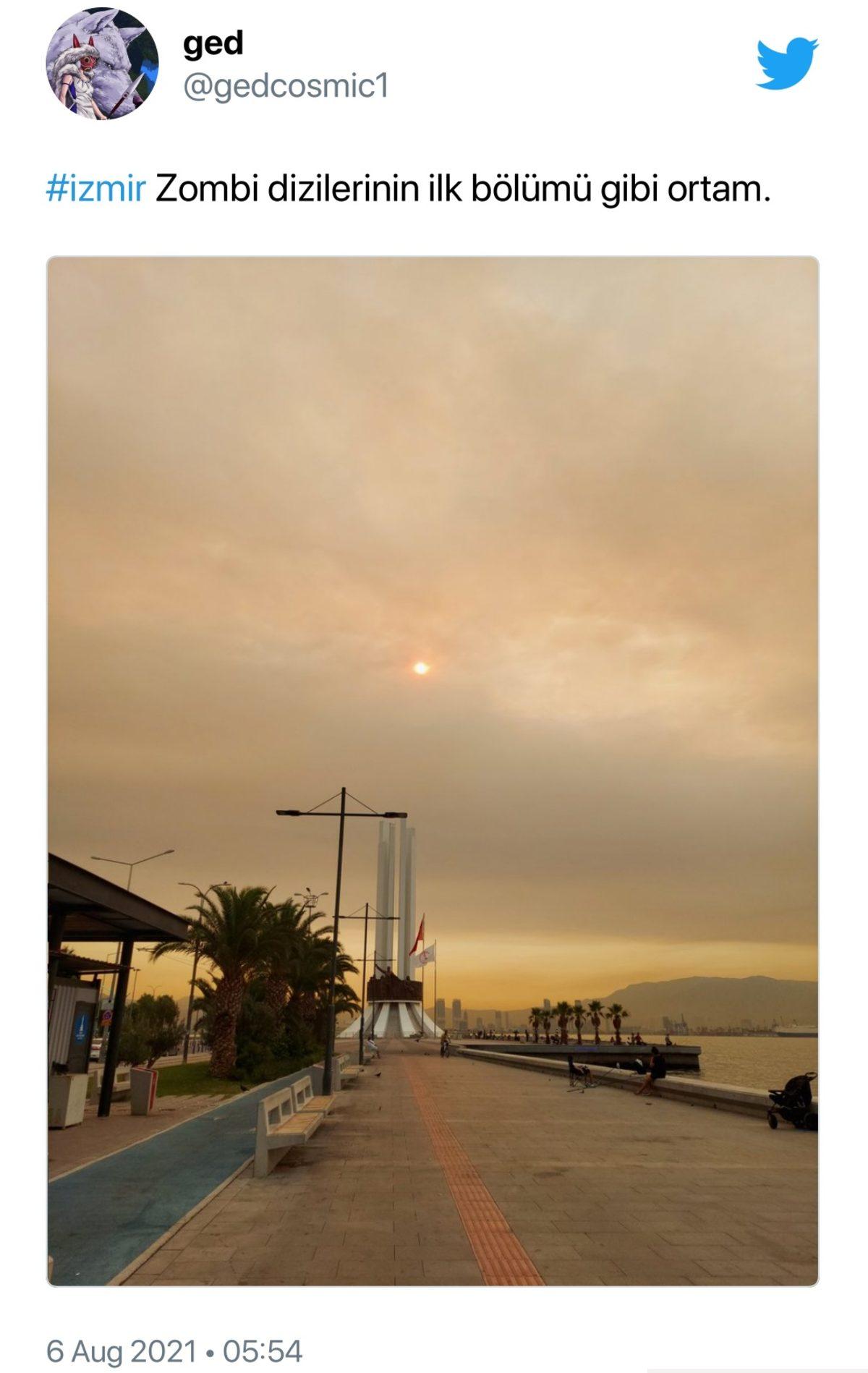 İzmir’e ‘Netflix Efekti’ Geldi: Yangın Dumanlarının Sapsarı Yaptığı Gökyüzünün Ürküten Fotoğrafları