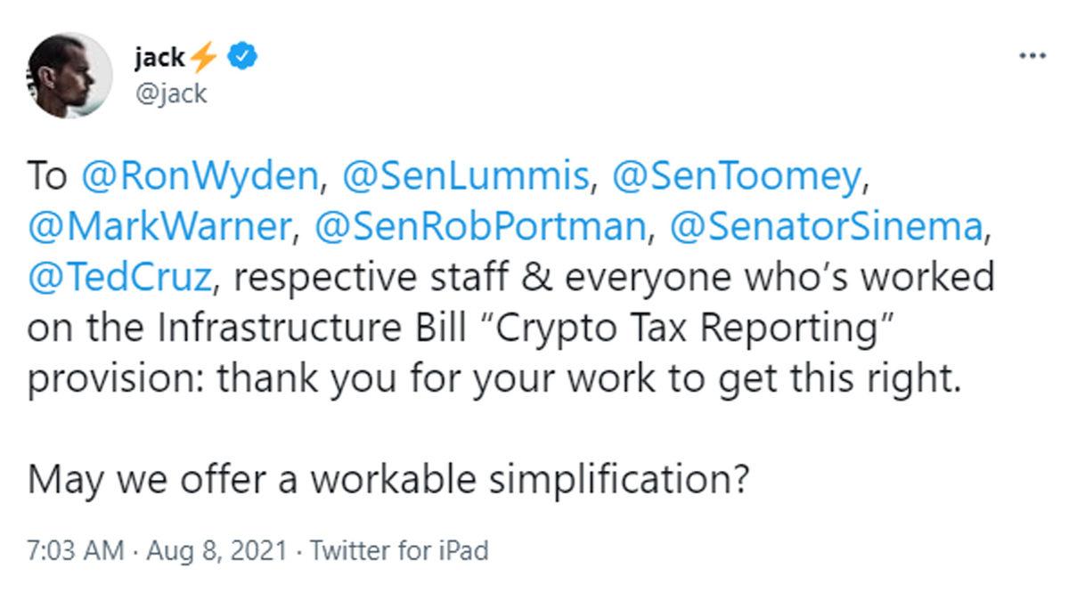 Twitter CEO’su Jack Dorsey, ABD’nin Kripto Para Vergilendirme Yasası Hakkında Öneride Bulundu