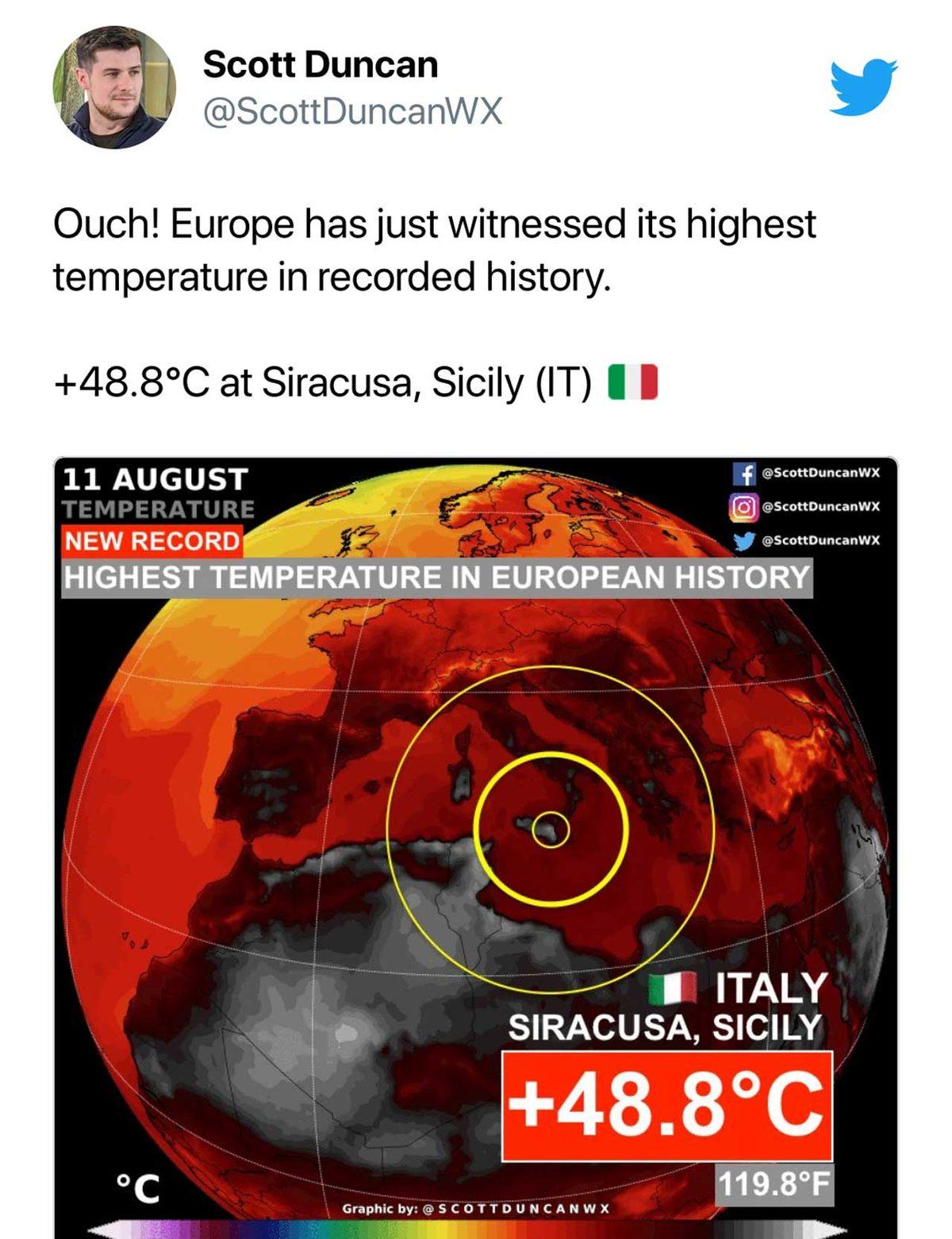 Avrupa Tarihinin En Yüksek Sıcaklığı Kaydedildi (Türkiye’den Az Farkla Geride)