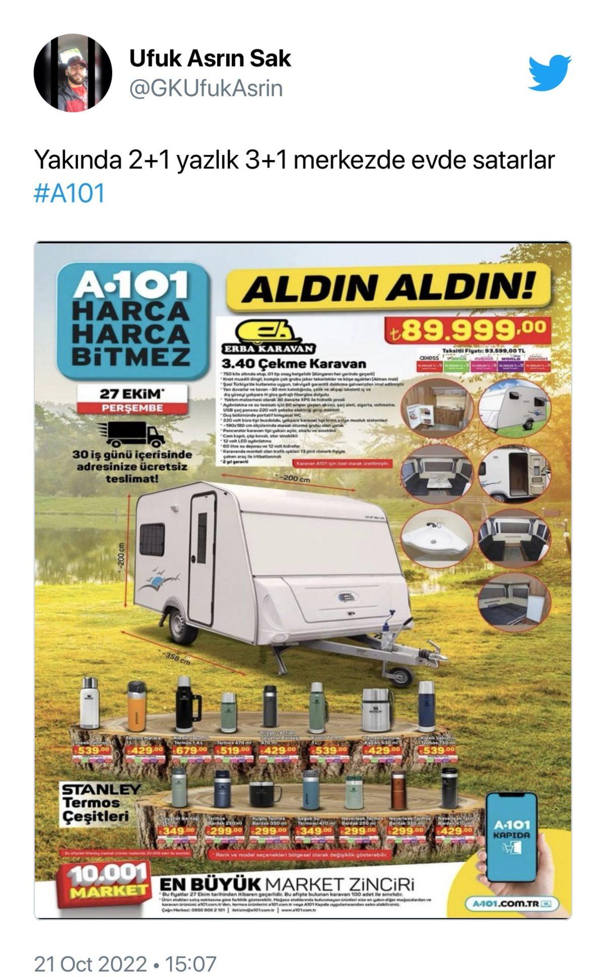 A101 Şimdi de ’Karavan’ Satacak: İşte Fiyatı, Özellikleri ve Sosyal Medyadan Gelen Tepkiler